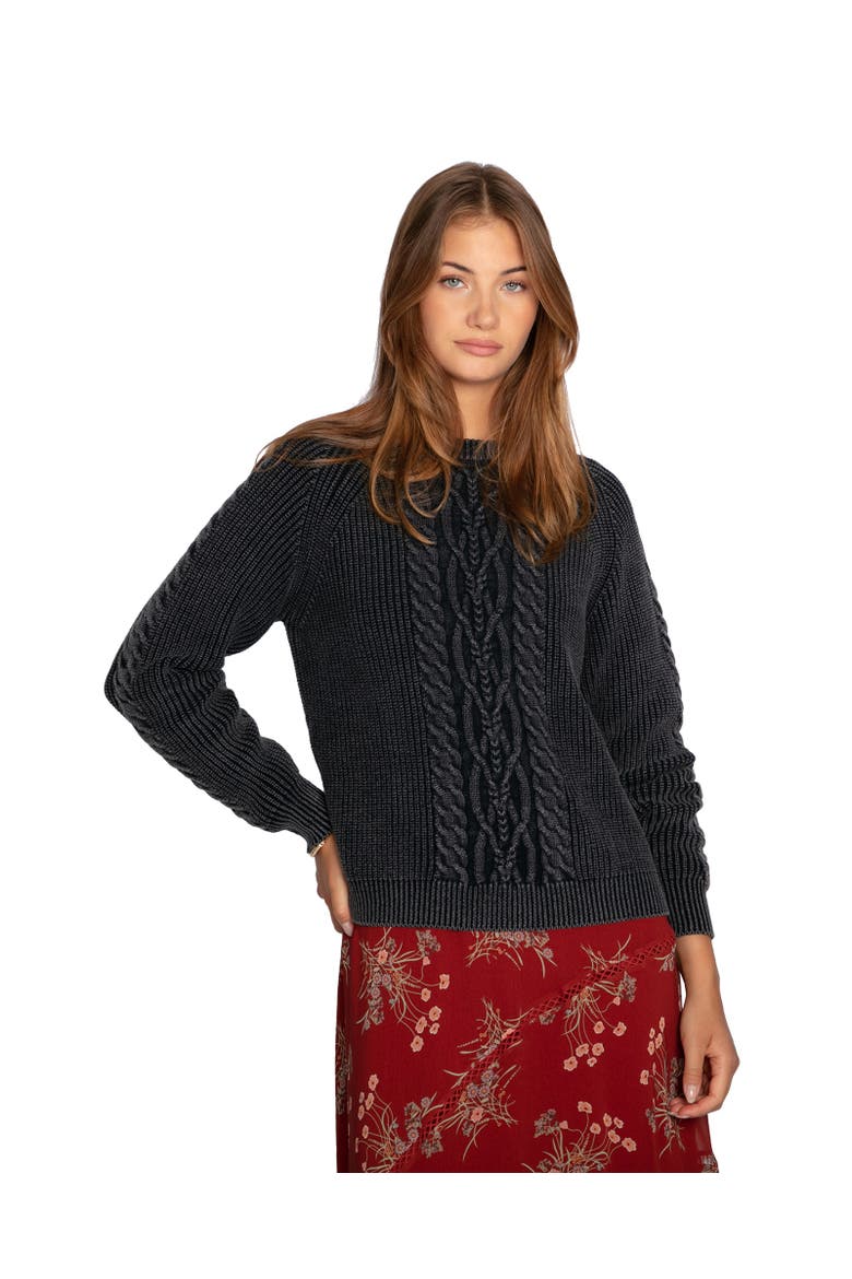 Hudson Street Cable Garment Dyed Sweater, Main, color, Navy