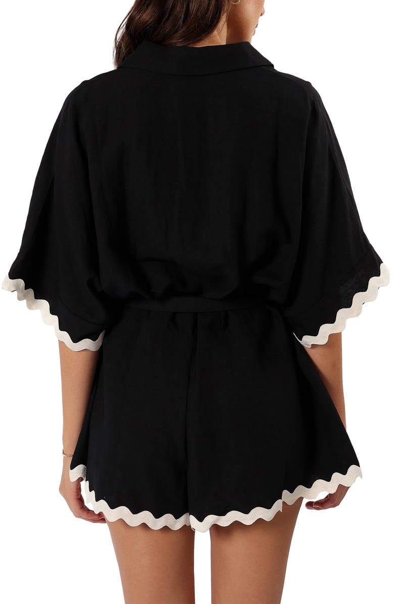 Petal & Pup Isabella Cotton & Linen Button-Up Romper, Alternate, color, 