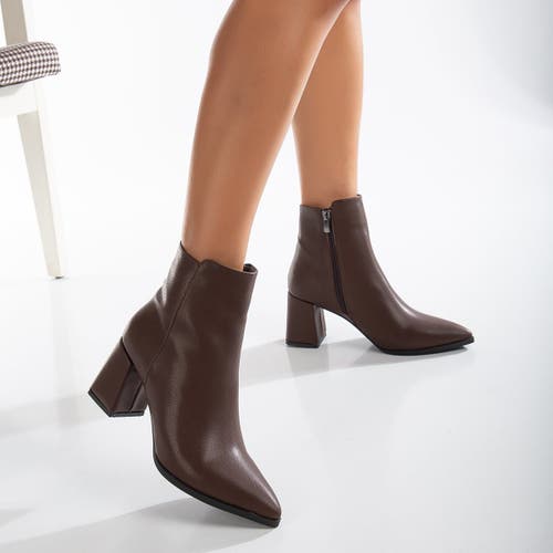 Forever & Always Shoes Edith Pointed Toe Ankle Boots In Brown