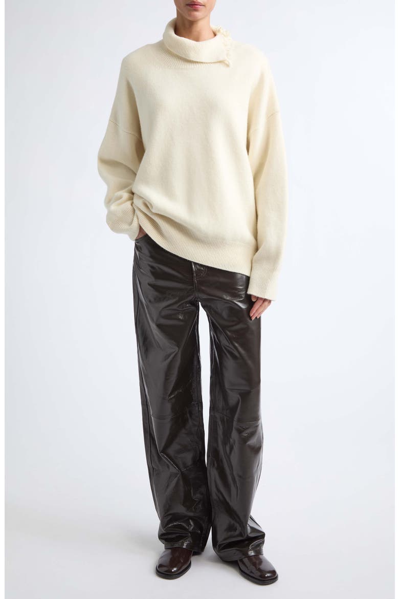 Bruun Lacquered Baggy Leather Wide Leg Pants, Alternate, color, SOIL