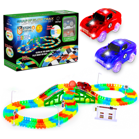 Glow Trax Glow in The Dark Race Tracks for Kids - 360pc
