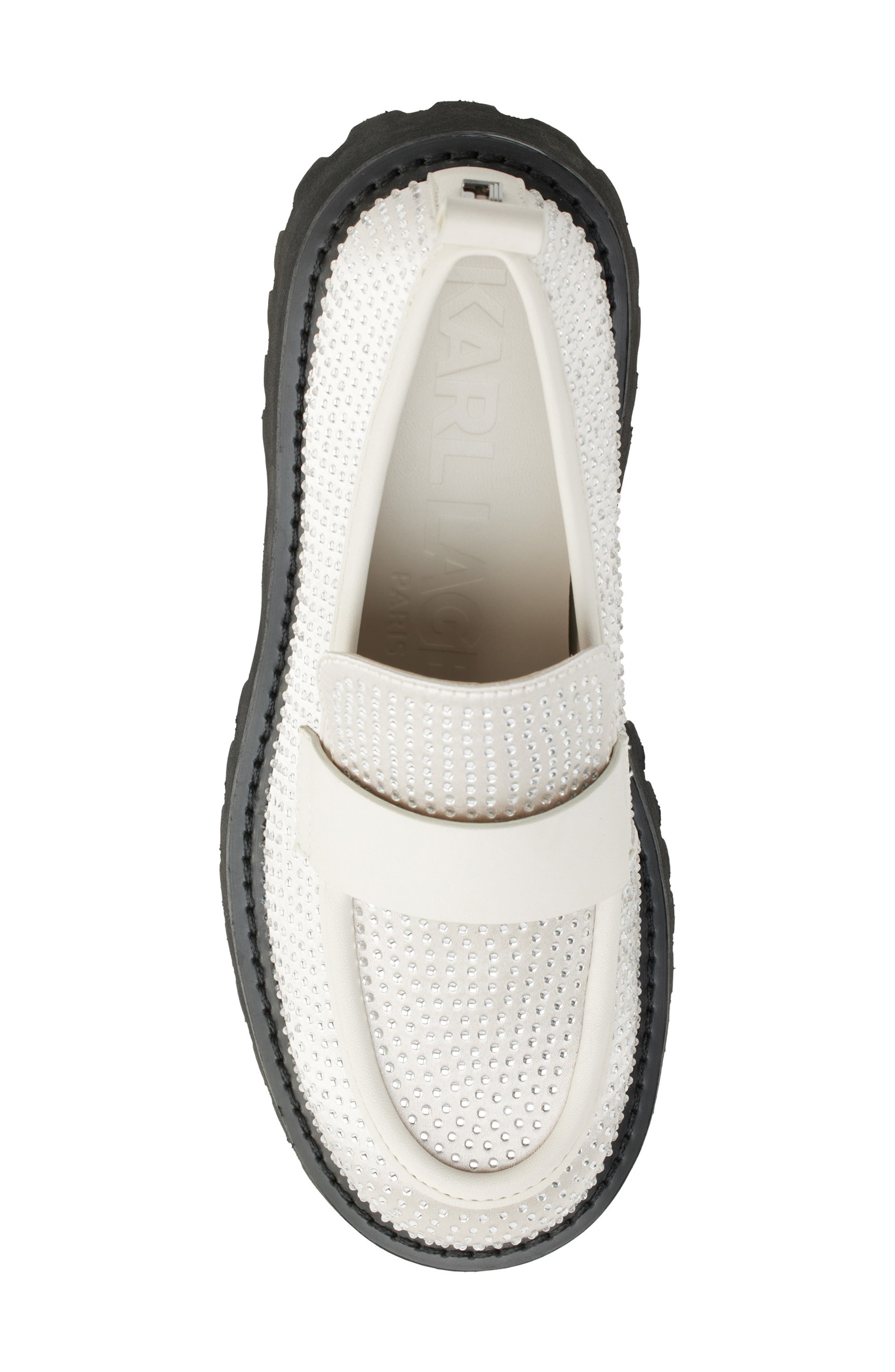 KARL LAGERFELD PARIS Grady Crystal Lug Sole Loafer, Alternate, color, Soft White