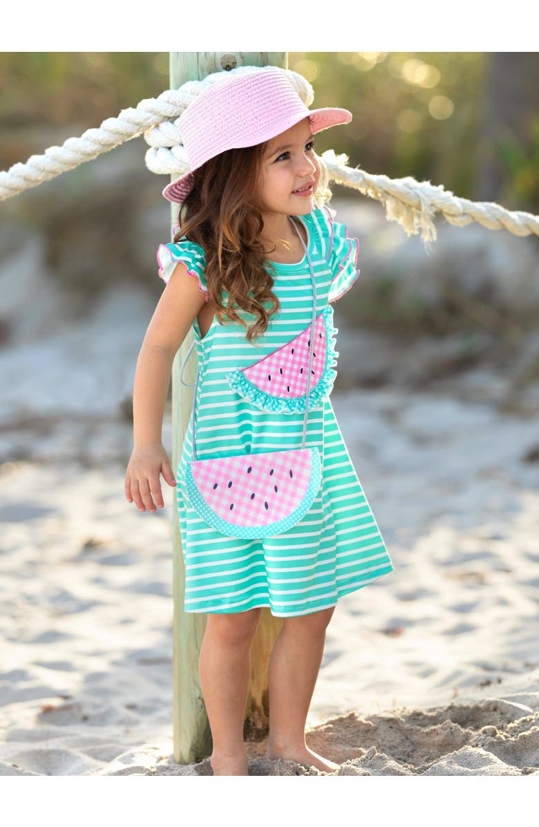 Mia Belle Girls Girls Couture Cutie Watermelon Dress and Purse Set, Alternate, color, Green