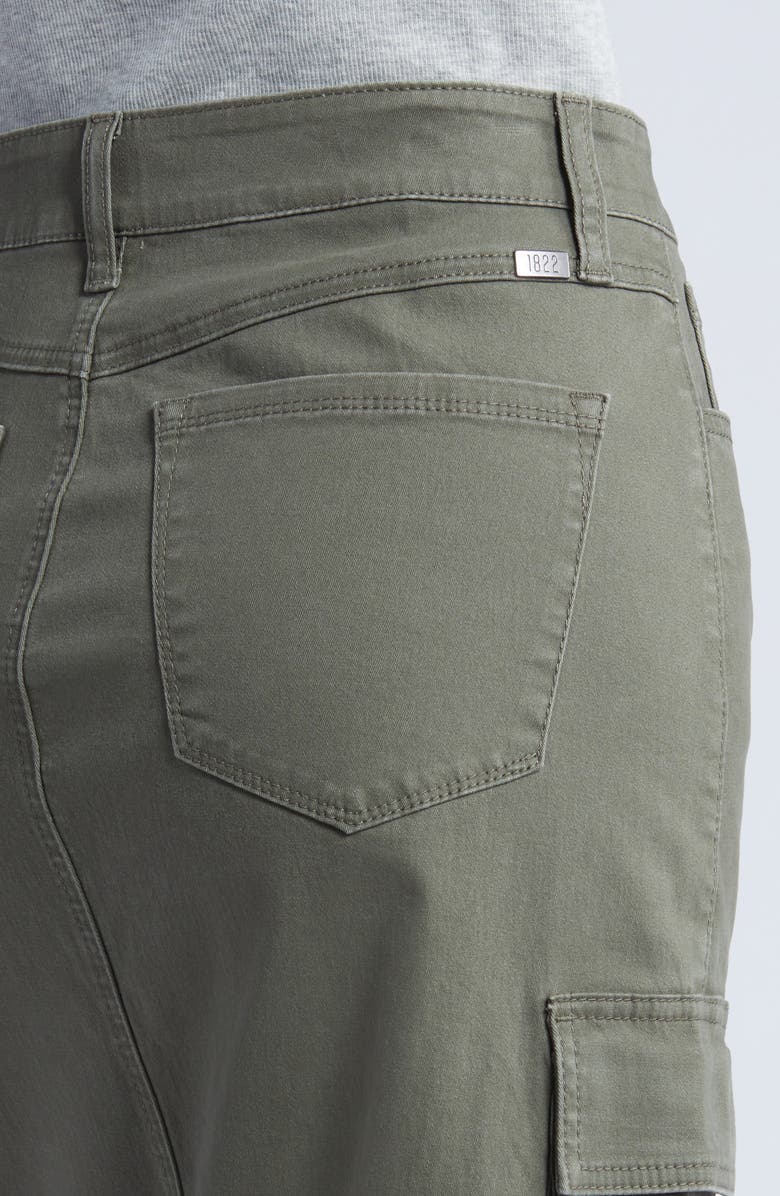 1822 Denim Stretch Cotton Cargo Midi Skirt, Alternate, color,