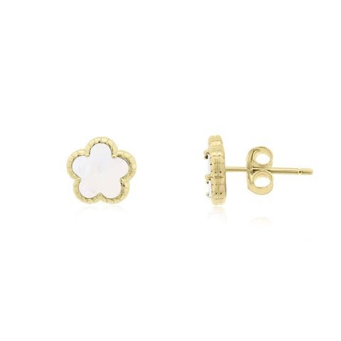 Mother of Pearl Spring Flower Stud Earrings