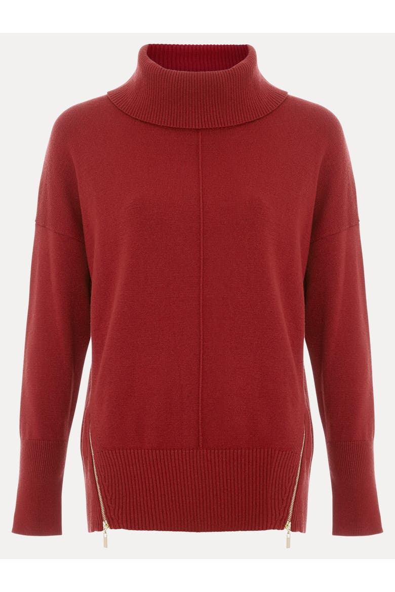 Steph Roll Neck Zip Hem Jumper, Alternate, color, Orange