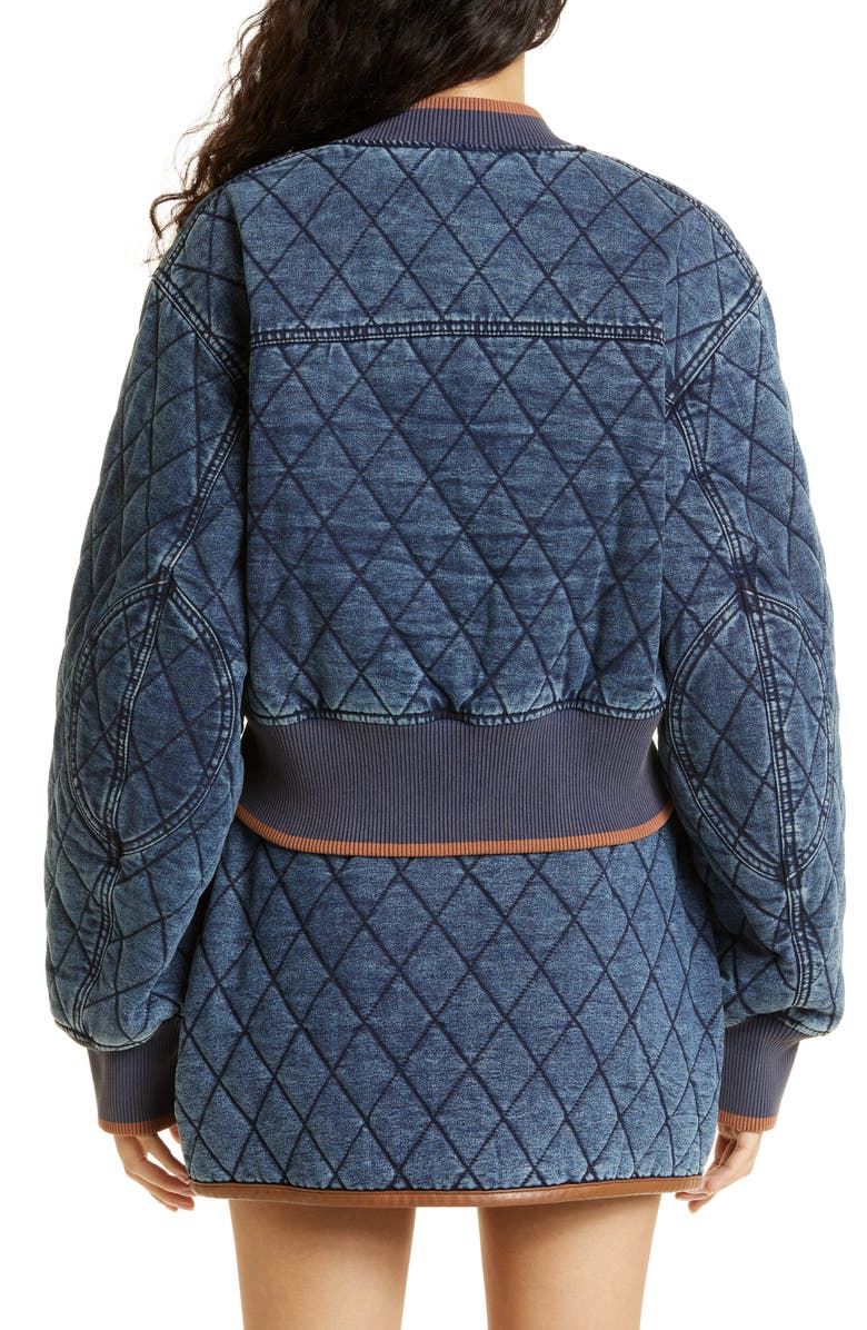 Simkhai Quilted Denim Bomber Jacket, Alternate, color, 