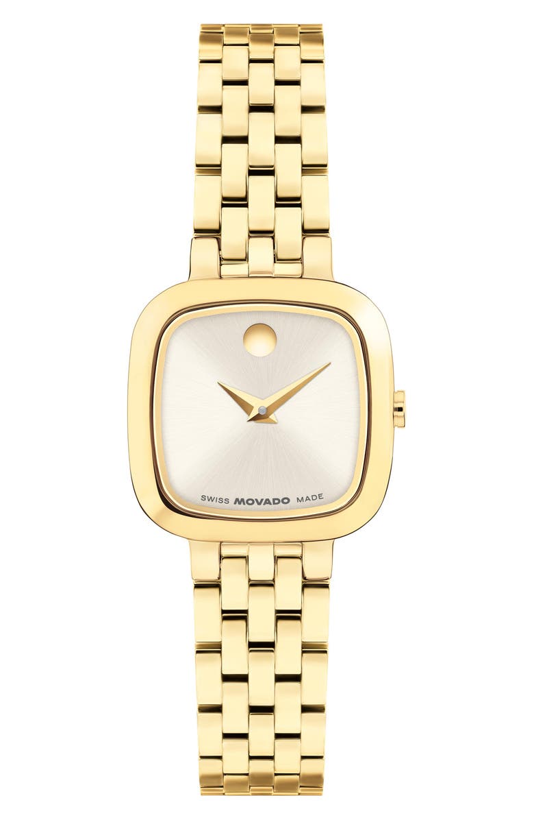 Movado Museum Classic Cushion Case Bracelet Watch, 20mm x 22mm, Main, color, 