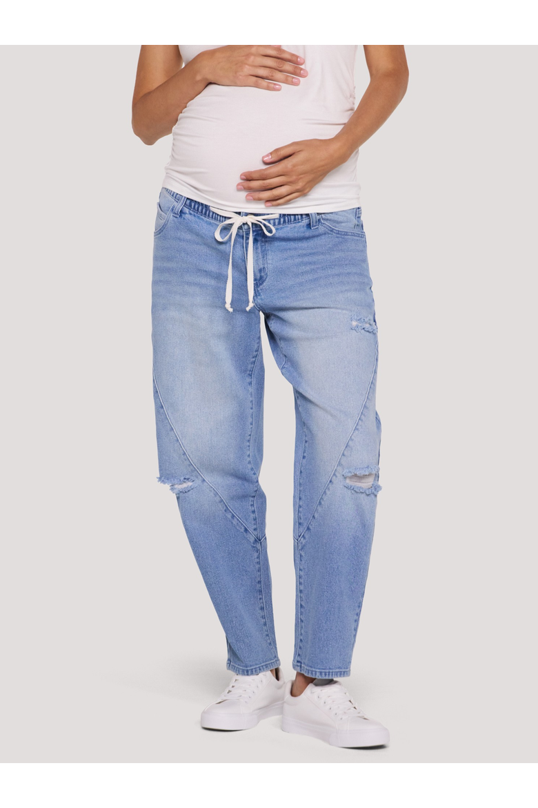 Drawstring Pull On Barrel Jean, Main, color, Moni Wash