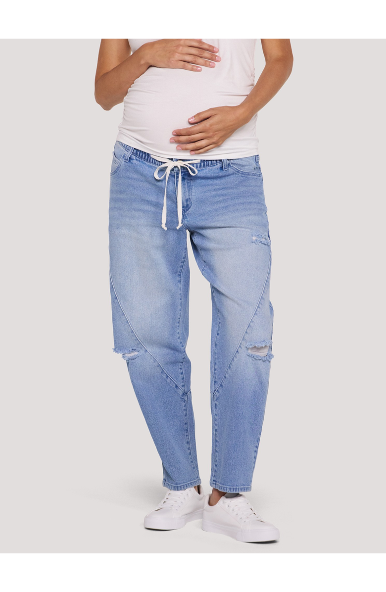 MOTHERHOOD MATERNITY Drawstring Pull On Barrel Jean, Main, color, Moni Wash