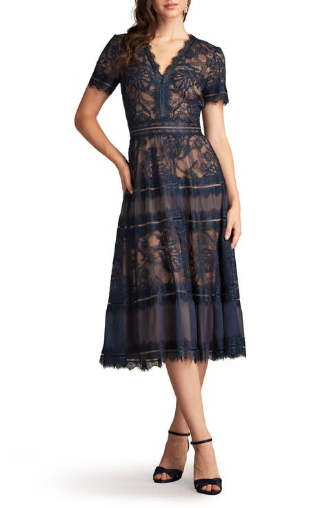 Tadashi Shoji Black Tiered Silk Cocktail Dress sz 8