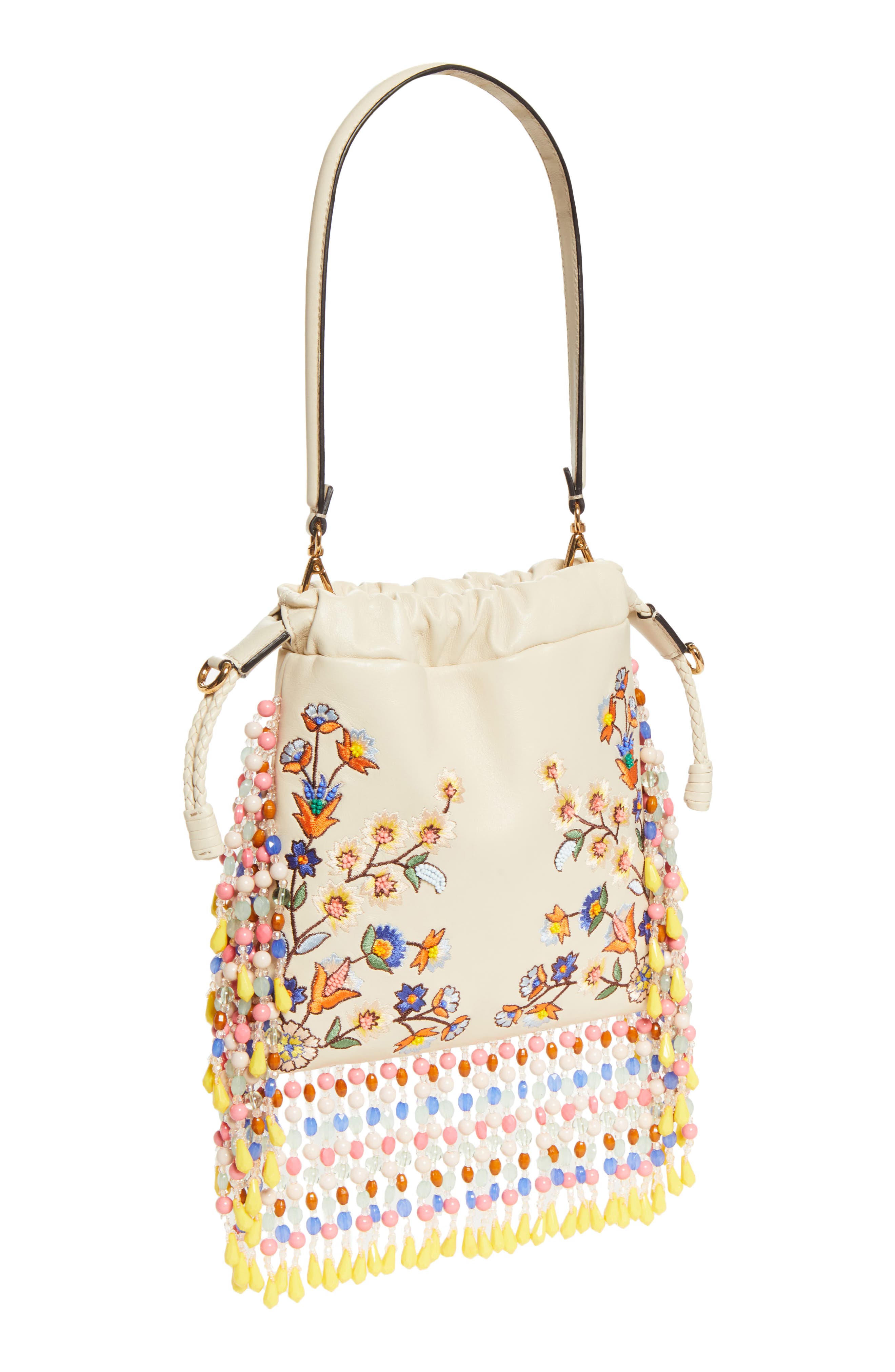Etro Kalispera Embroidered Leather Shoulder Bag, Alternate, color, W4567 Print On White Base
