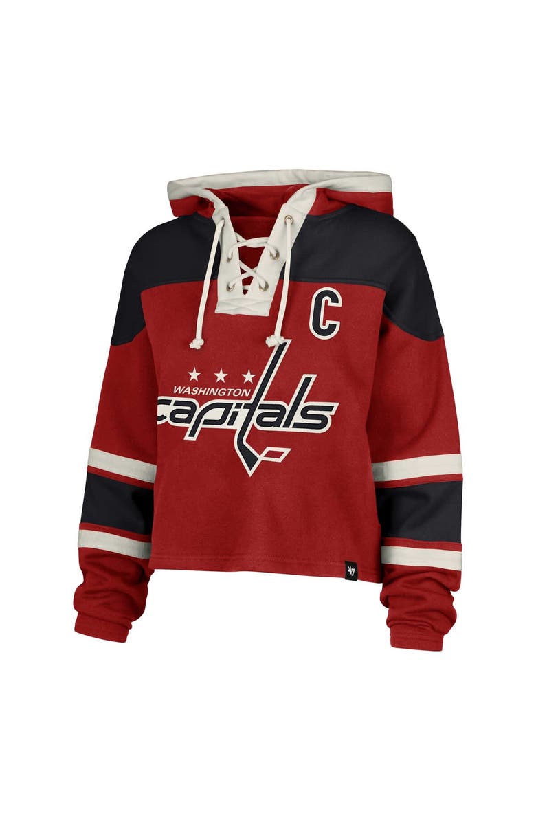 '47 Women's '47 Alexander Ovechkin Red Washington Capitals Superior Lacer Cropped Pullover Hoodie, Alternate, color, Red