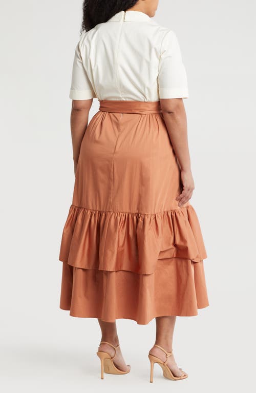 HUTCH HUTCH COLORBLOCK TIERED MAXI SHIRTDRESS