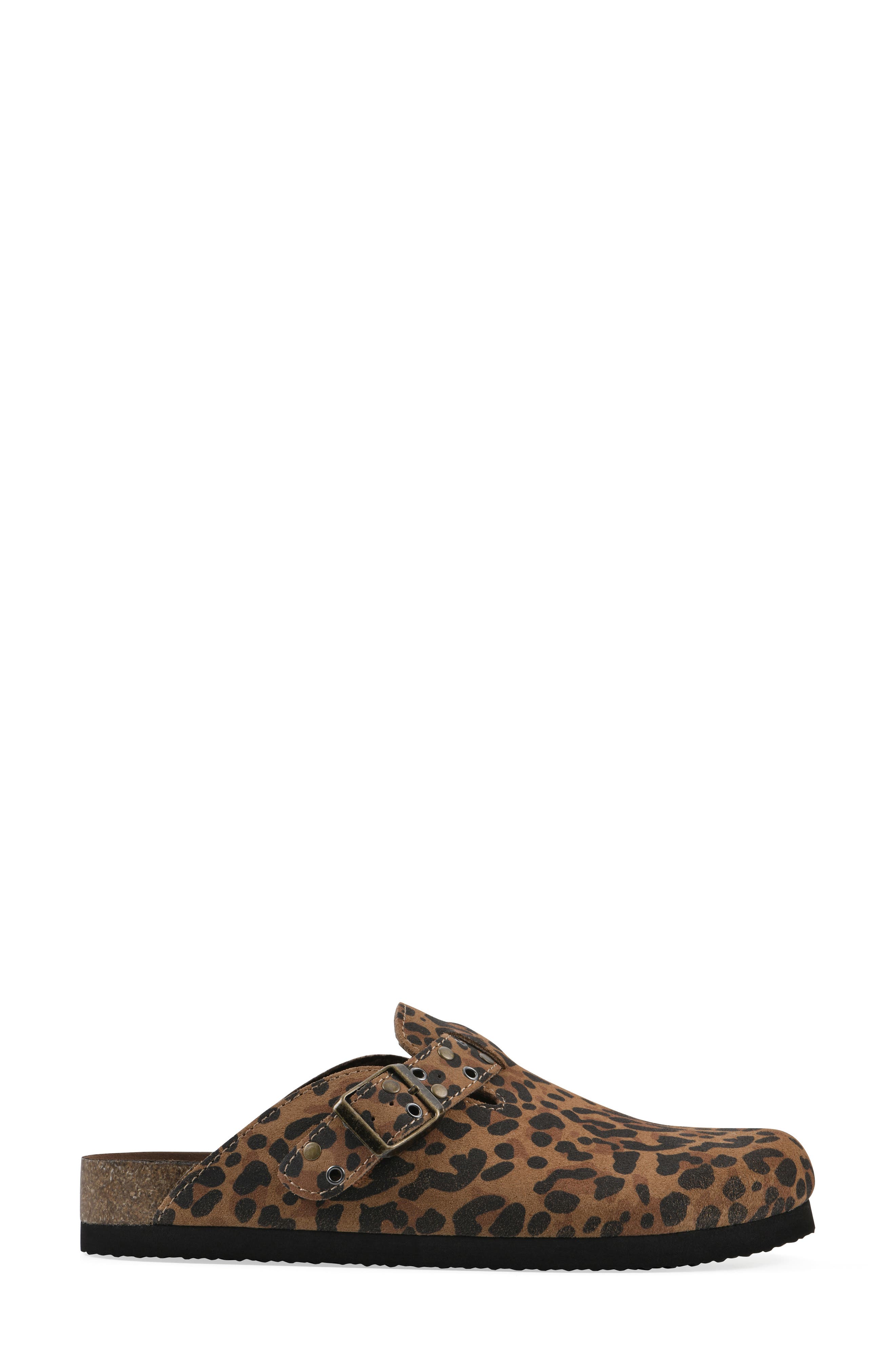 White Mountain Footwear Benben Clog, Alternate, color, Brown/ Leopard/ Suede
