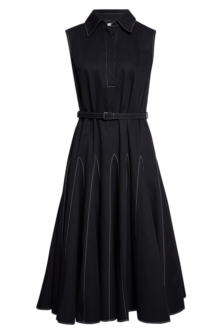 Monique Sleeveless Gored Denim Dress, Alternate, color, BLACK