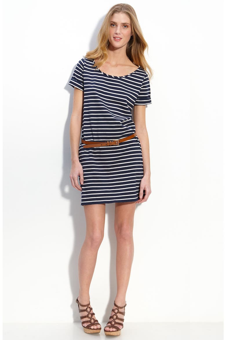 Stripe T-Shirt Dress, Main, color, AMERICAN NAVY/ WILD OATS