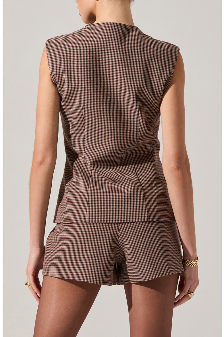 Giselle Check Vest, Alternate, color, BROWN WINE PLAID