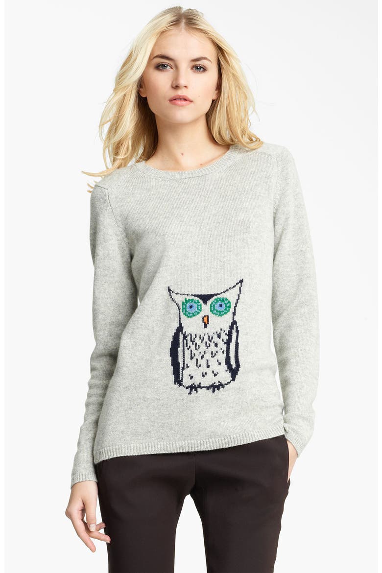 Owl Cashmere Sweater, Main, color, LIGHT GREY