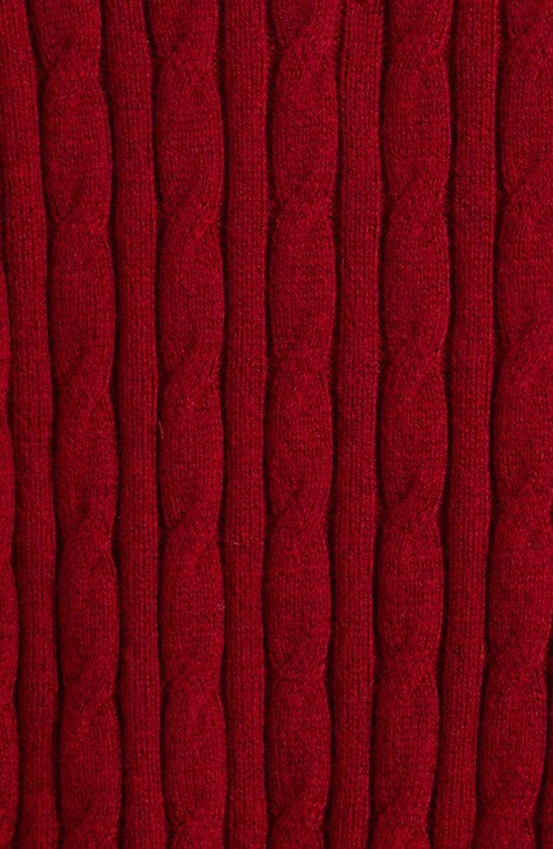 Reiss Kids' Nollaig Quarter Zip Wool Blend Cable Sweater, Alternate, color, Dark Red