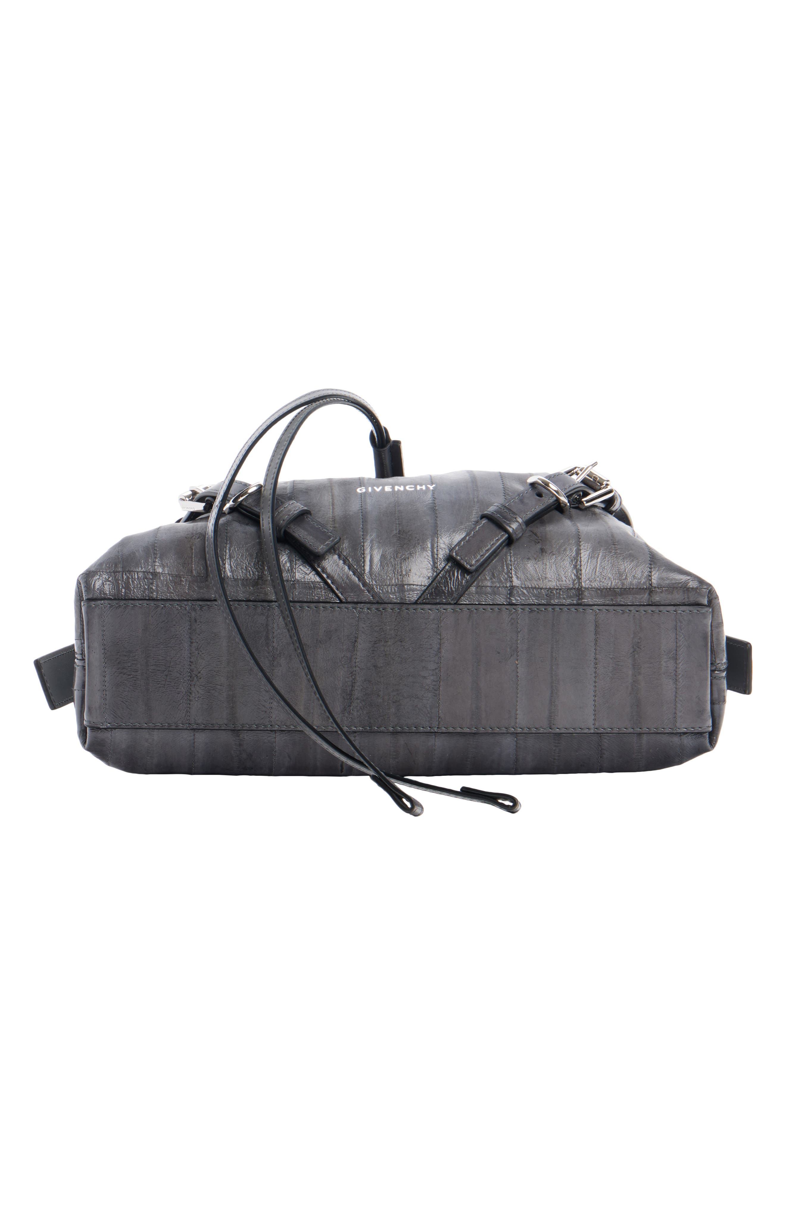Small Voyou Eel Skin Bucket Bag, Alternate, color, DARK GREY
