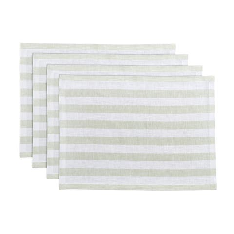 Linen Placemats Set of 4, 14 x 19" - Sorrento Stripe