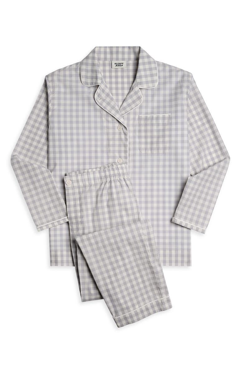 Sleepy Jones Bishop Pajama Set, Alternate, color, Large Grey Gingham