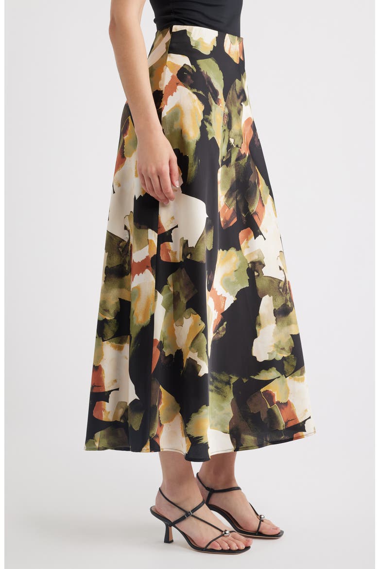 Print Flare Maxi Skirt, Alternate, color, BAY LEAF MULTI