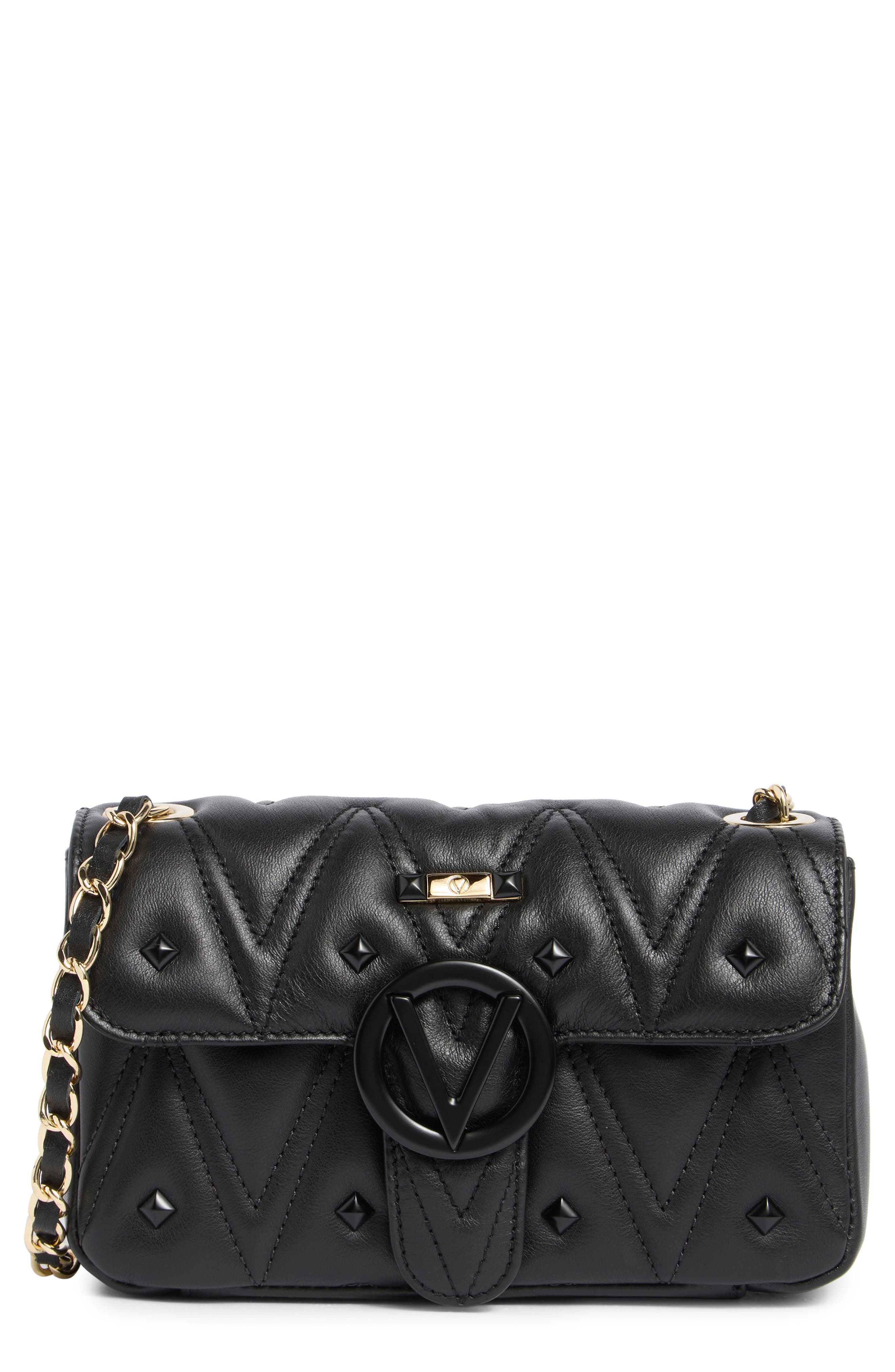 VALENTINO BY MARIO VALENTINO Poisson Diamond Stud Leather Shoulder Strap, Main, color, 