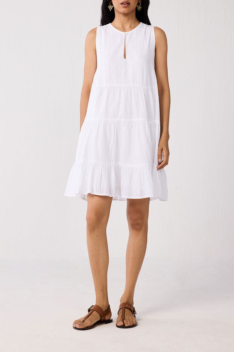Sleeveless Tiered Day Dress, Main, color, White