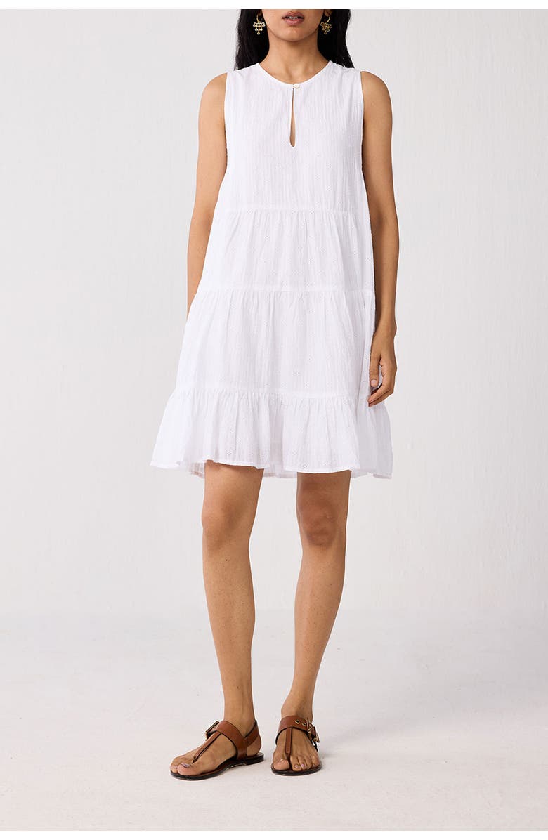 Reistor Sleeveless Tiered Day Dress, Main, color, White