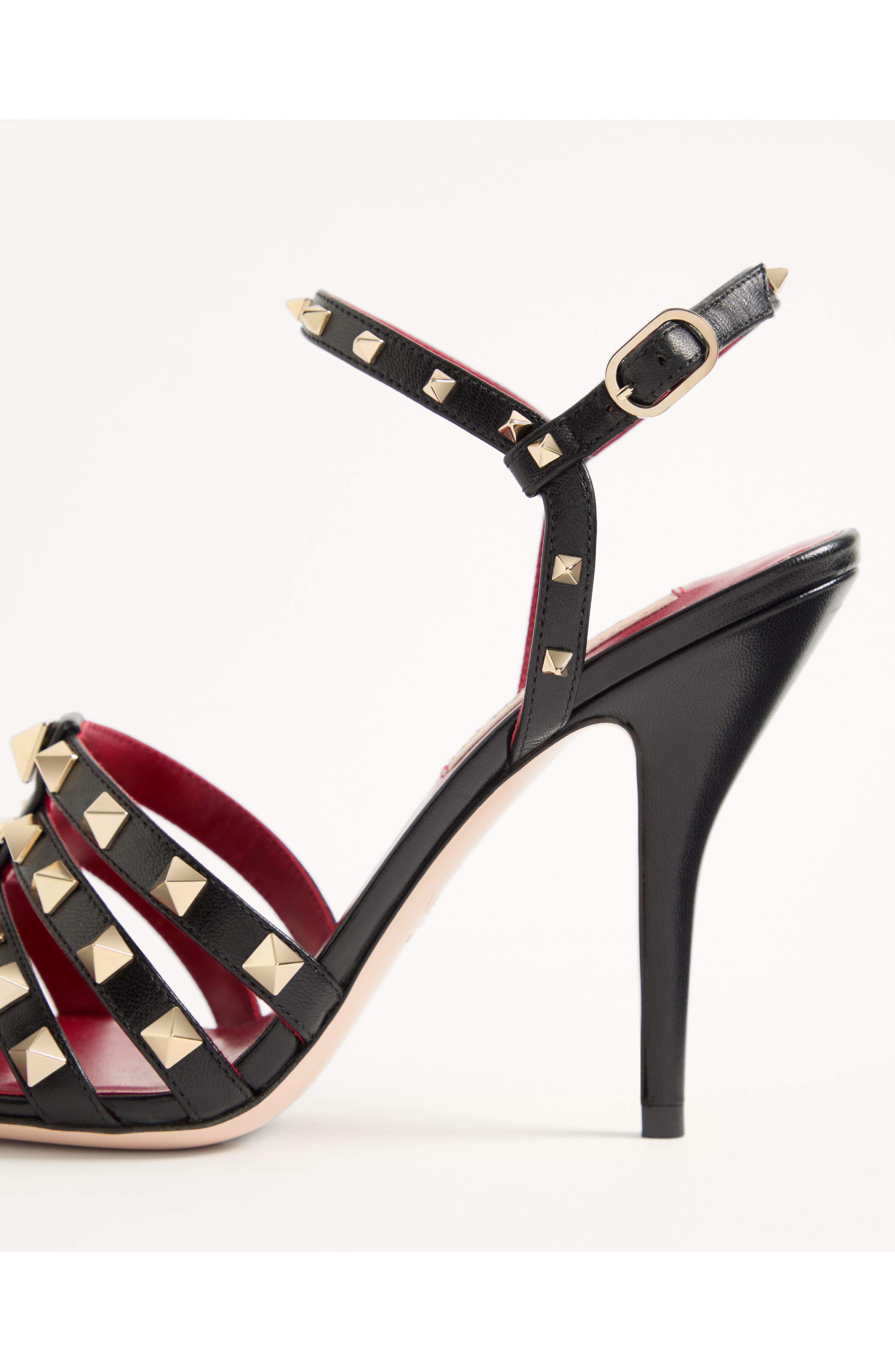 Valentino Rockstud Ankle Strap Sandal, Alternate, color, Black