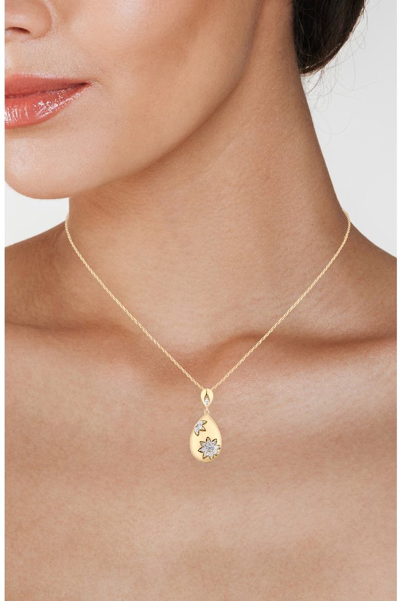 Cubic Zirconia Floral Teardrop Pendant Necklace (Nordstrom Exclusive), Alternate, color, CLEAR GOLD