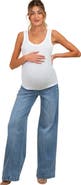 PinkBlush Front Seam Super Wide Leg Maternity Jeans