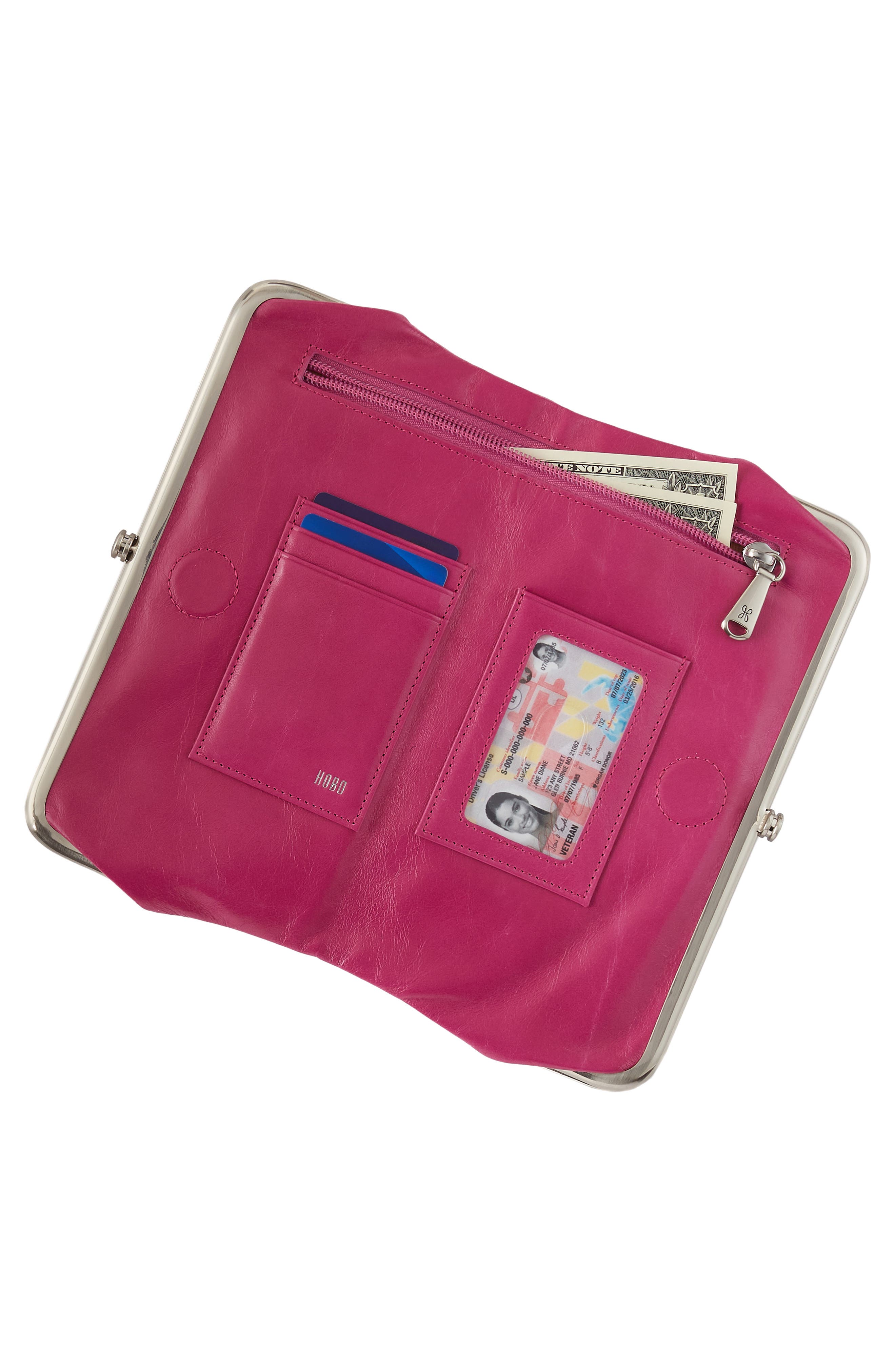 Lauren Leather Double Frame Clutch, Alternate, color, CACTUS FLOWER