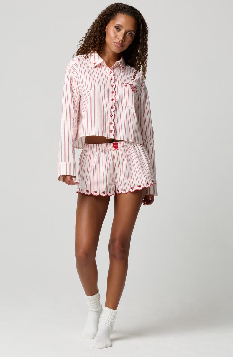 Florence by Mills Cherry Stripe Sleep Shorts, Alternate, color, Cherry Scallop