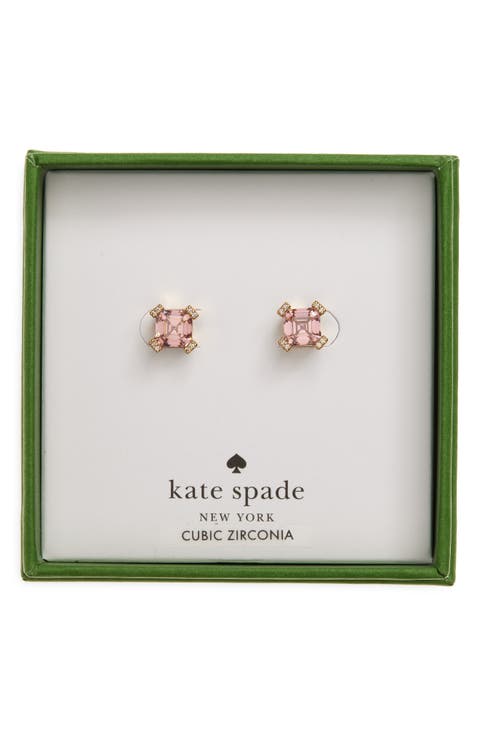 asscher cut crystal stud earrings