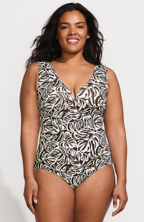Lands' End Plus Size Sculpting Suit Sweetheart V-wire High Leg One Piece Swimsuit