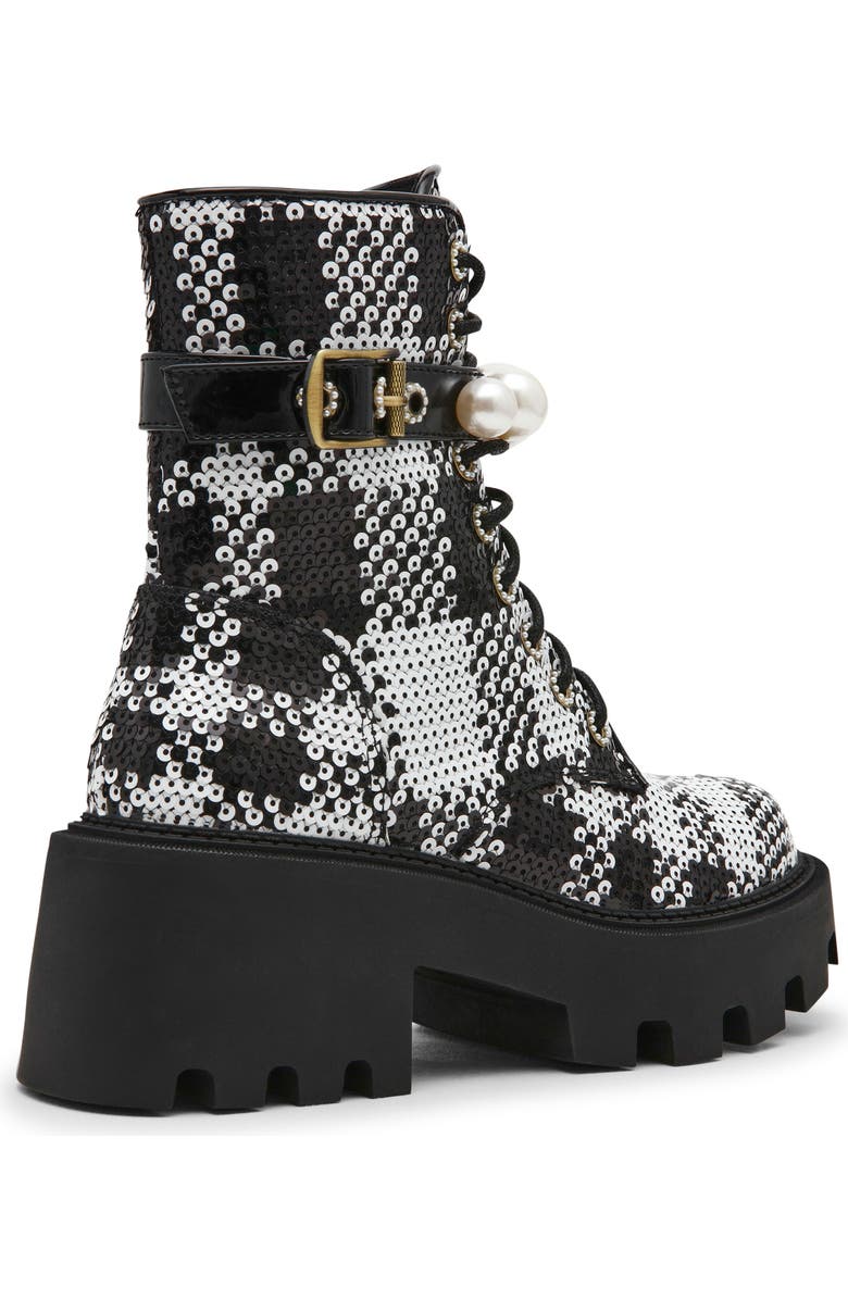 Betsey Johnson Jonnie Lug Sole Boot, Alternate, color, Black/ White Plaid