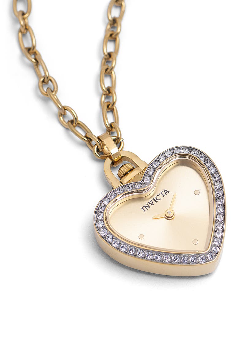 Mini Heart Pendant Chain Watch, 27.5mm, Alternate, color, GOLD