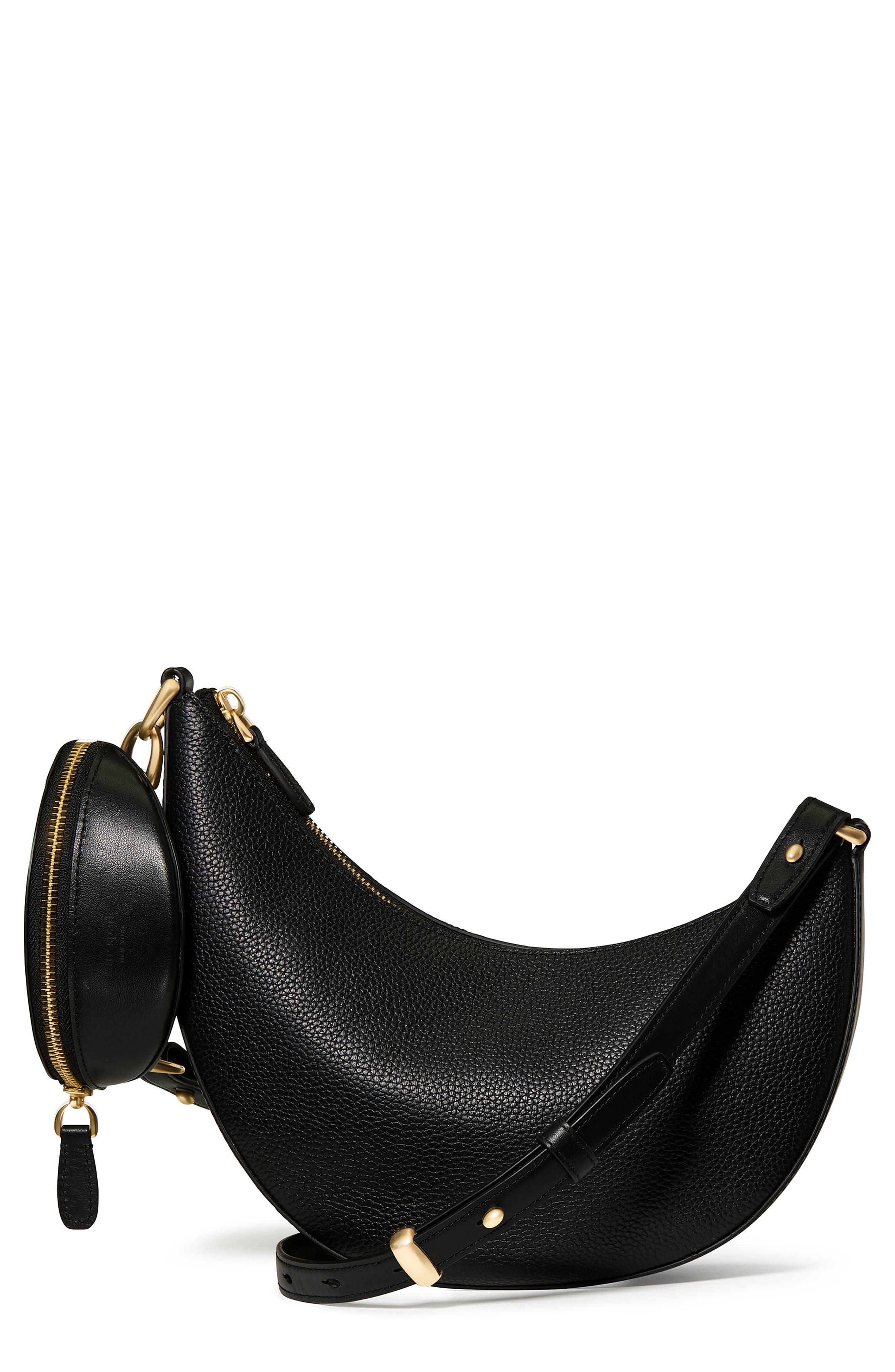 Kate Spade New York duo pebble leather crossbody bag, Main, color, Black