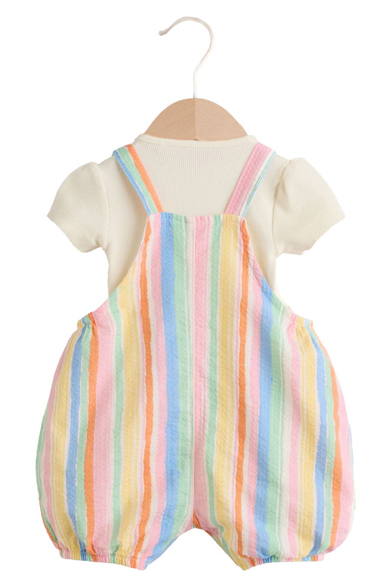 Seersucker Rainbow Overalls & Bodysuit Set, Alternate, color, YELLOW MULTI
