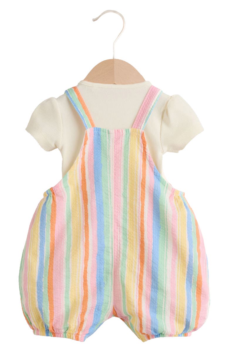 NEXT Seersucker Rainbow Overalls & Bodysuit Set, Alternate, color, Yellow Multi