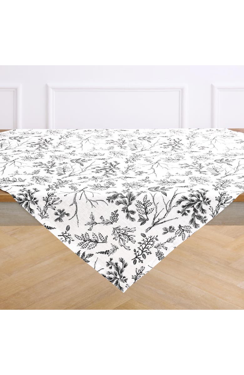 Solino Home Linen Table Throw - Winter Forest, 52" x 52" Inch, Main, color, Black/White