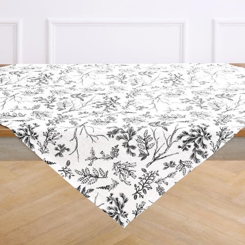 Linen Table Throw - Winter Forest, 52" x 52" Inch