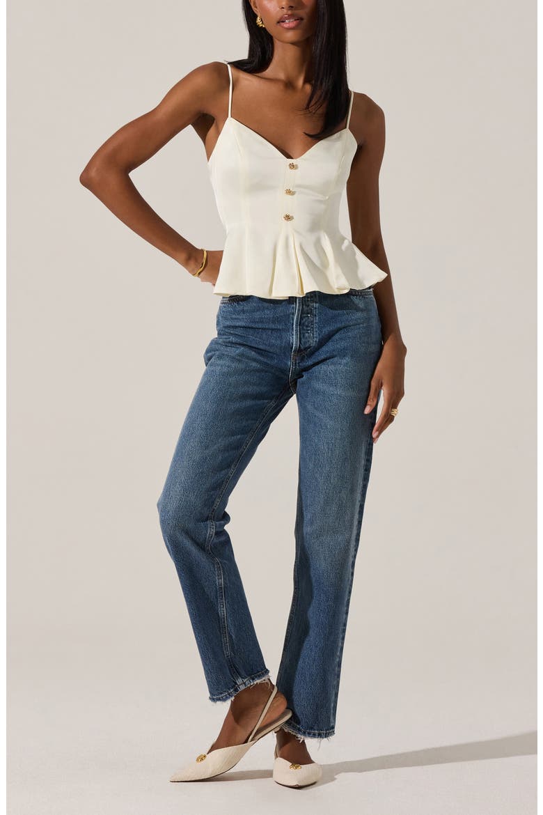 Paislee Satin Peplum Top, Alternate, color, CREAM