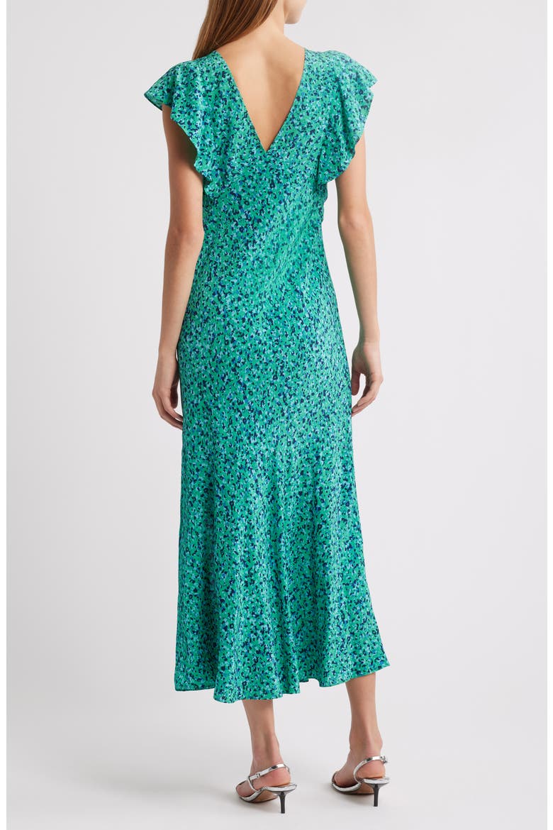 Dina Flutter Sleeve Midi Dress, Alternate, color, GREEN SPECKLED