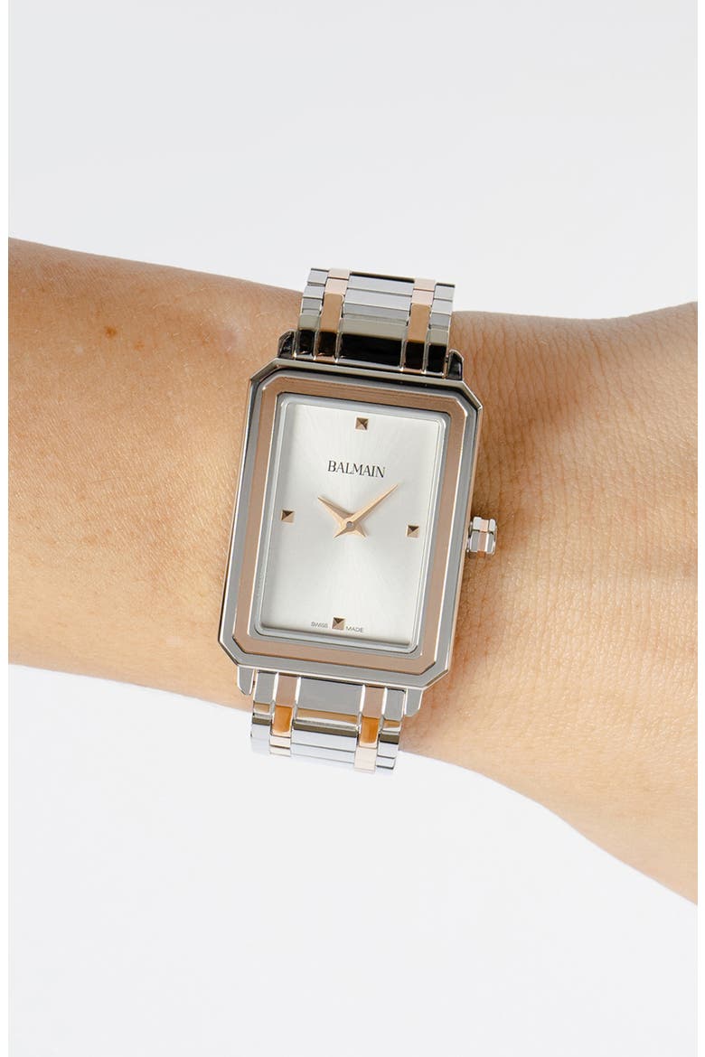 Eirini Two-Tone Bracelet Watch, 25mm x 33mm, Alternate, color, STAINLESS STEEL/ROSE GOLD/ PVD COATING