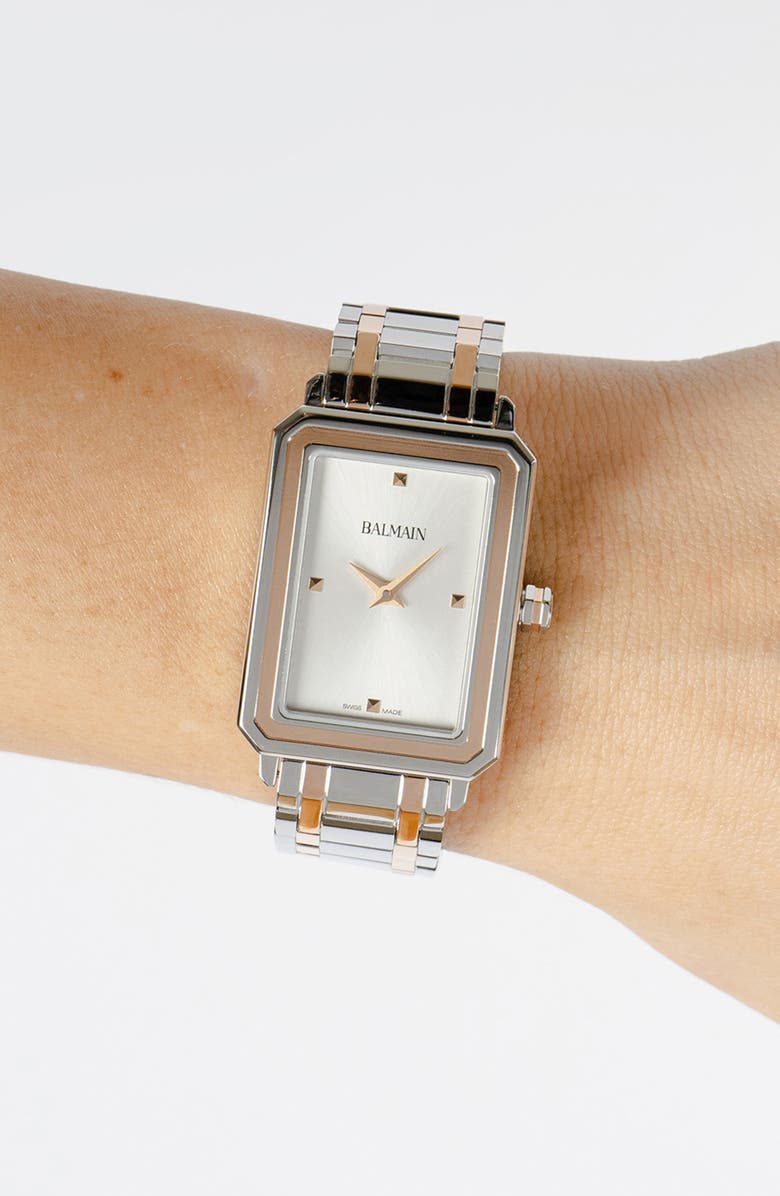 BALMAIN WATCHES Eirini Two-Tone Bracelet Watch, 25mm x 33mm, Alternate, color, Stainless Steel/Rose Gold/ Pvd Coating