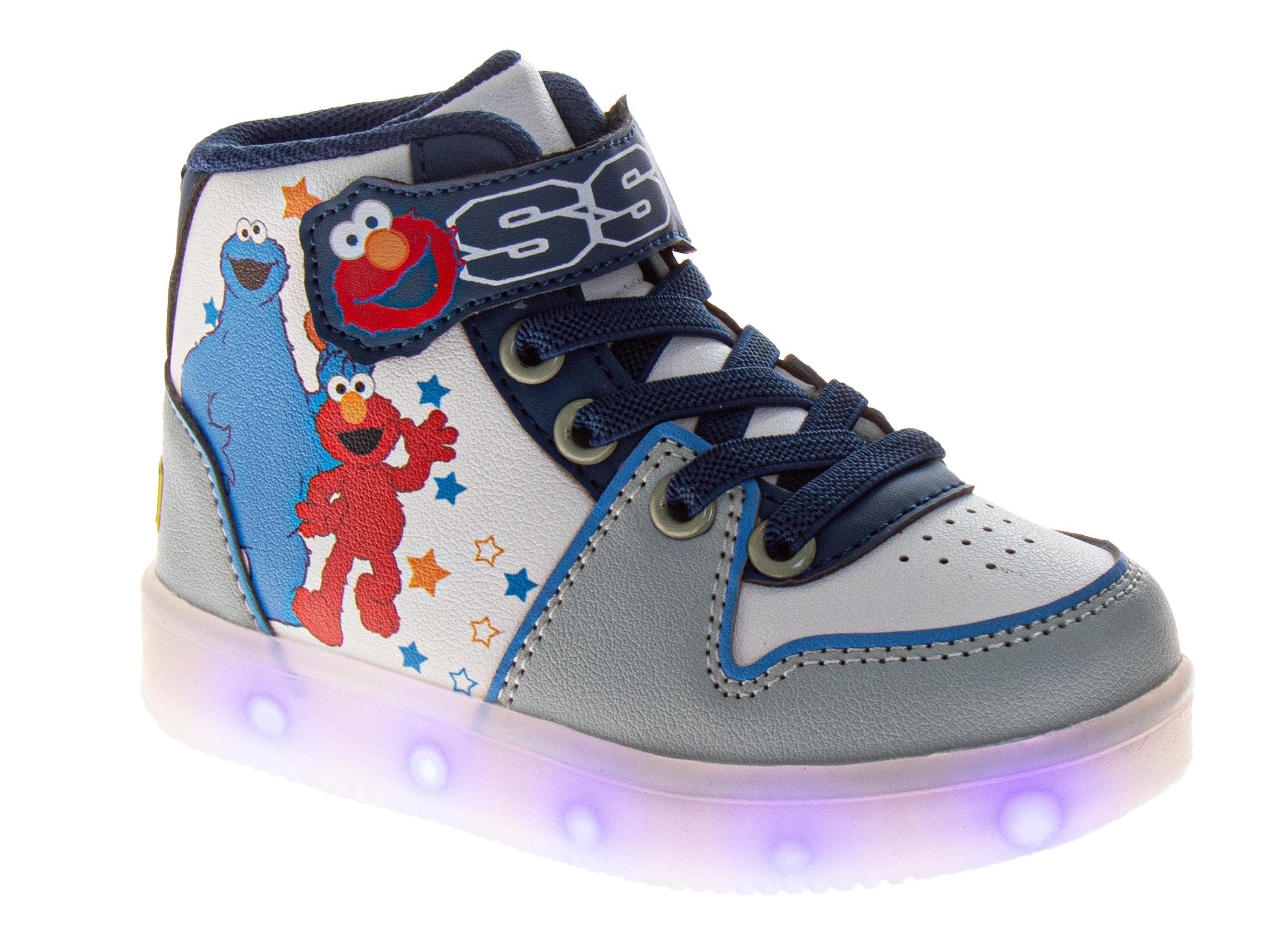 Sesame Street Elmo & Cookie Monster High Top Boys'Sneakers Light Up, Main, color, Blue